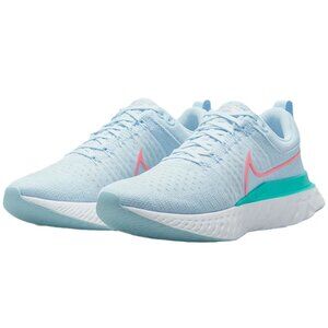 Nike Women's React Infinity Run Flyknit 2 Blue Tint Lava Glow Size 8.5